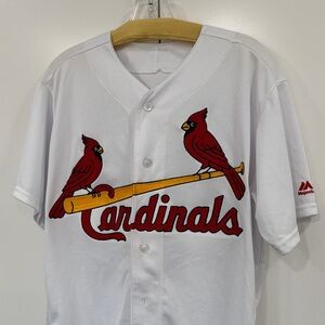 Majestic White Cardinals Jersey with Red and Gold Logo